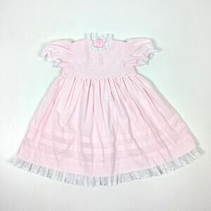 Vintage Ruth of Carolina Dress Girls Size 2T Pink Embroidered Eyelet Party